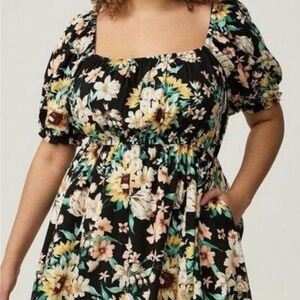 Torrid Black Floral Midi Dress